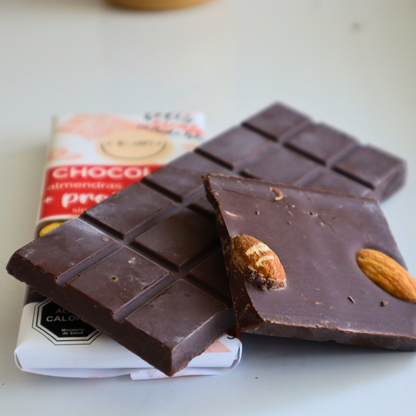Chocolate Bitter 55% cacao con Almendras + Probióticos. 40 gramos