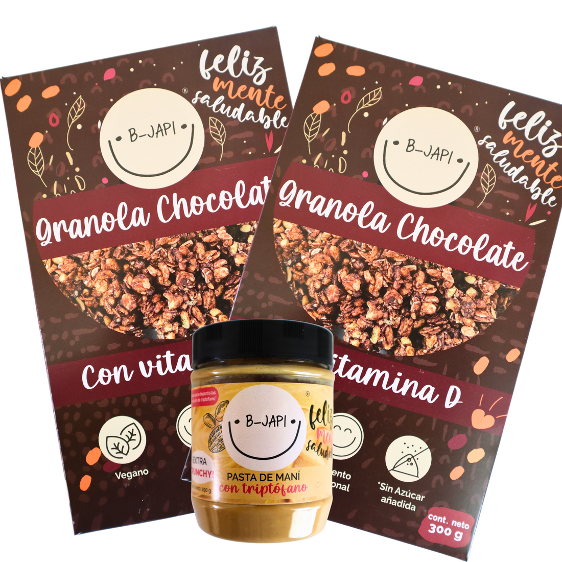 🏷️ Pack Desayuno Feliz: 2 Granolas + 1 Mantequilla de Maní B-Japi Chile