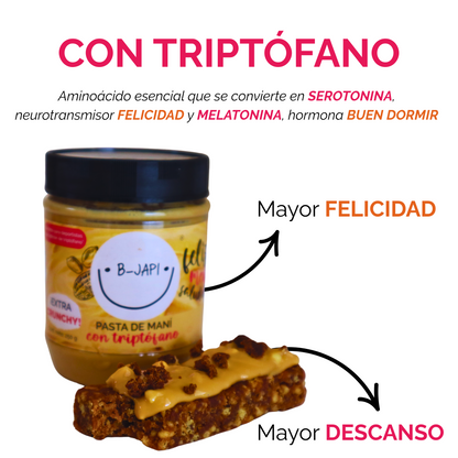 PACK pasta de Maní Crunchy + Triptófano. ¡1 KG! B-Japi Chile
