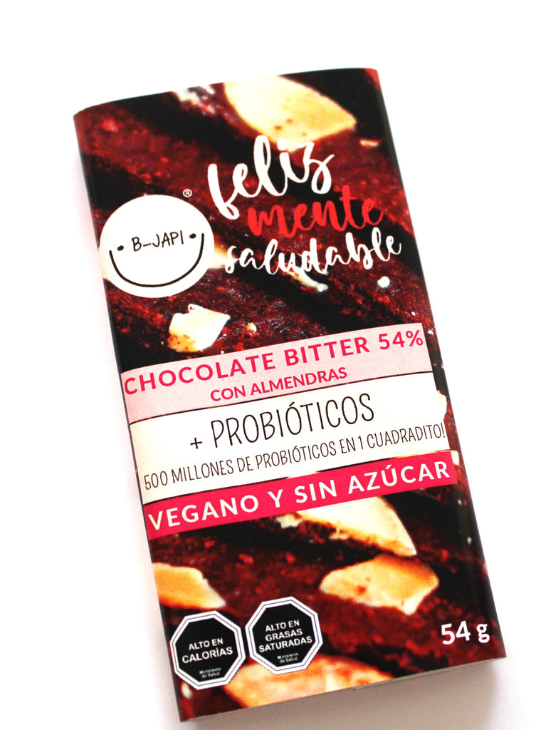 Chocolate bitter 54 g con almendras y probióticos B-Japi Chile