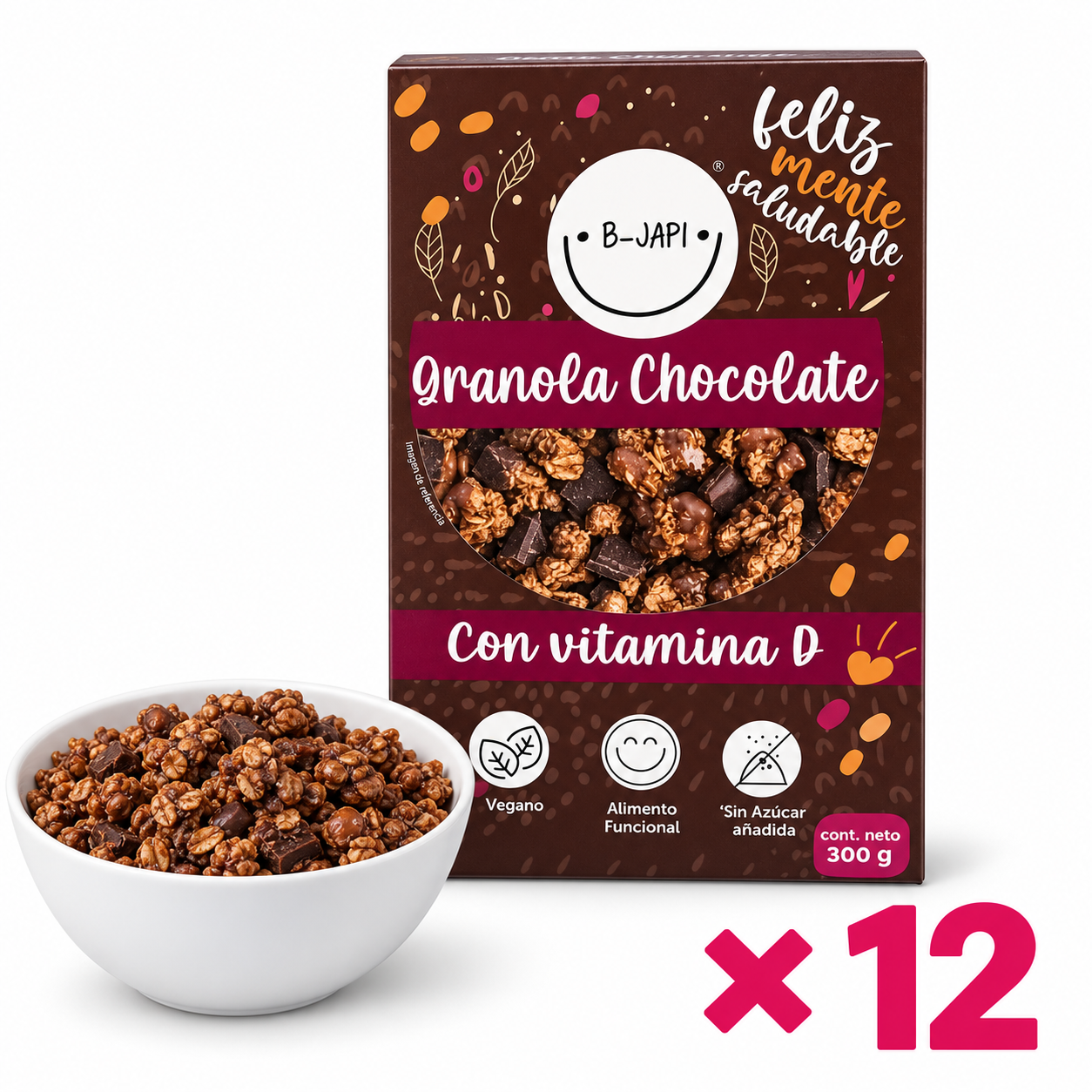Pack 12 Granolas de Chocolate con Vitamina D B-Japi Chile