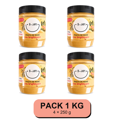 Pack pasta Maní Crunchy + Triptófano. 1 KG B-Japi Chile