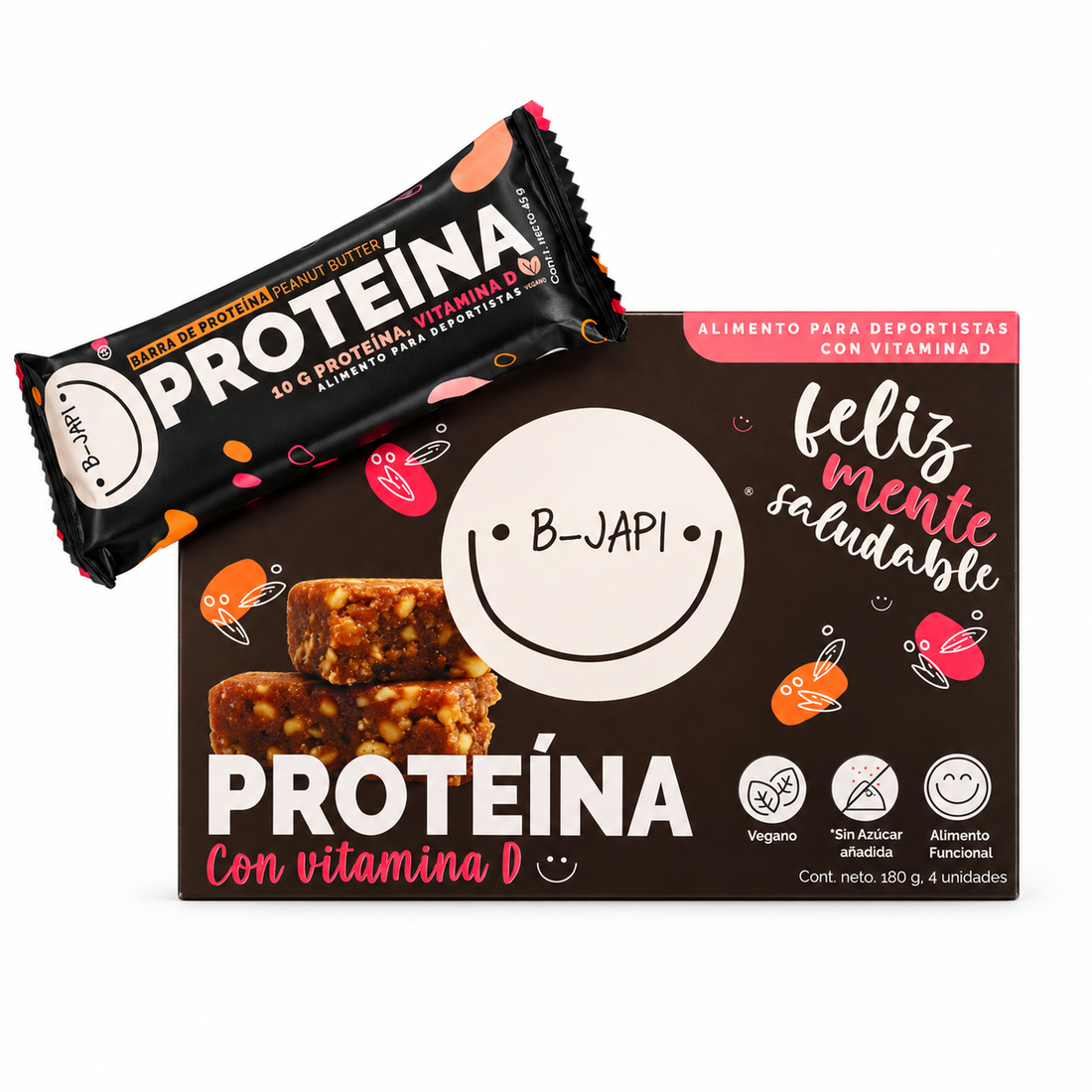 Barra de Proteína Vegana con Vitamina D | Pack 4 Unidades B-Japi Chile